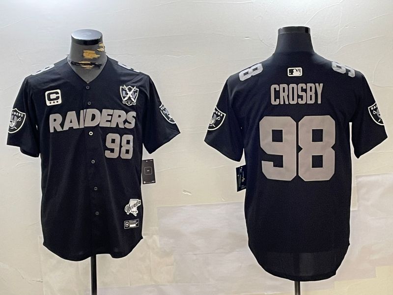 Men Oakland Raiders 98 Crosby Black five generations 2024 Nike Limited NFL Jersey style 2
